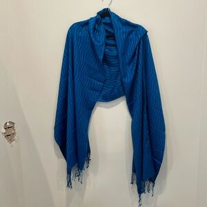 Blue Pashmina Scarf with Tassels